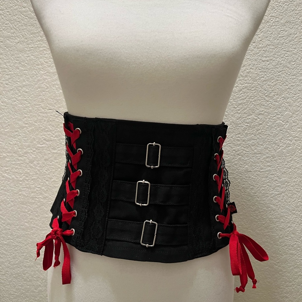 Tripp NYC Black and Red Corset Belt Waist Cincher s/m